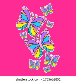 VECTOR ILLUSTRATION OF COLORFUL BUTTERFLIES, SLOGAN PRINT