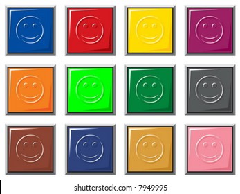 Vector illustration of colorful buttons whit funny face