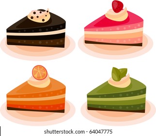 Vector illustration of colorful cakes.