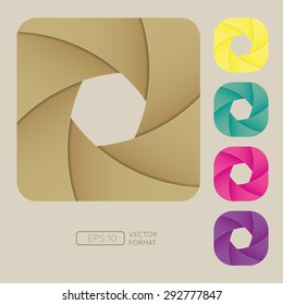 Vector illustration of colorful camera shutter, isolated on white background