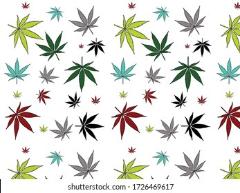 vector illustration of colorful cannabis patterns
