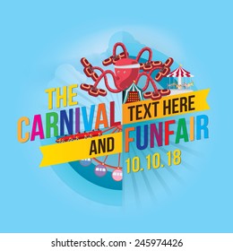 Vector illustration of colorful carnival funfair design.
