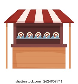Vector illustration of a colorful carnival shooting game booth with duck targets