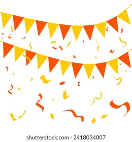Vector illustration of colorful carnival wreath isolated on white background. Multicolored triangular flags. Suitable for party celebrations, festivals, fairs and carnivals.