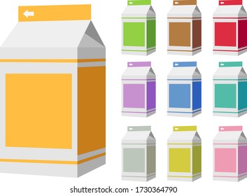 Vector illustration of colorful carton milk box packages.