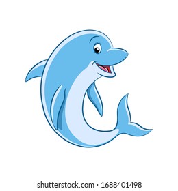 Vector Illustration of Colorful Cartoon Dolphin isolated on a white background