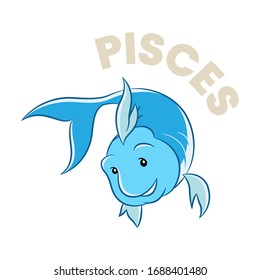 Ilustração Vetorial de Cartoon Colorido de Pisces Zodíaco Sinal isolado em um fundo branco