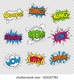 Vector Illustration Of Colorful Cartoon Sound Effects