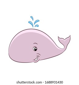 Vector Illustration of Colorful Cartoon Whale isolated on a white background