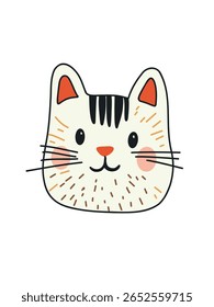 vector illustration of a colorful cat face in kids style
