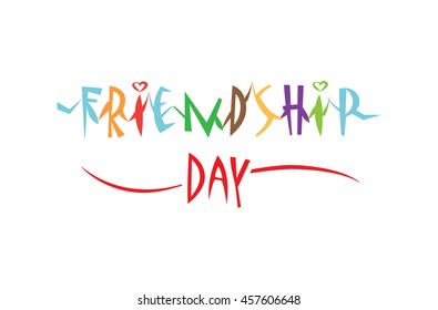 Vector illustration colorful character text for friendship day