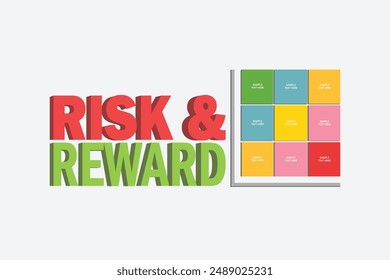 Vector illustration of colorful chart of Risk and reward concept. 