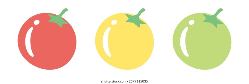 vector illustration of colorful cherry tomatoes on white
