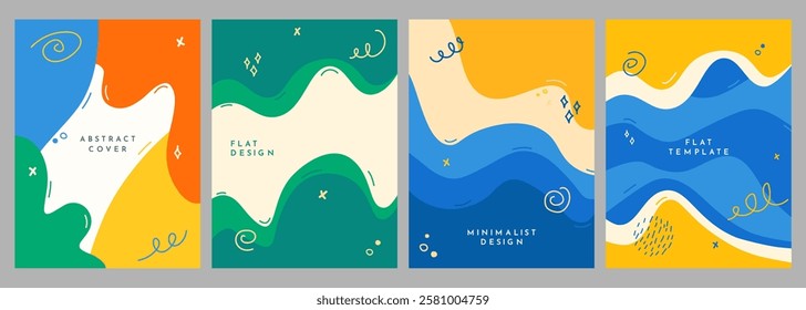 Vector illustration. Colorful childish background. Hand drawn memphis pattern doodle shapes and lines. Design elements for cover, brochure, magazine, poster, flyer. Trendy abstract colorful style