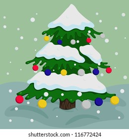 vector illustration of colorful Christmas tree