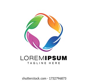 A vector illustration of Colorful Circle Leaf Logo 