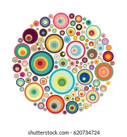 vector illustration of colorful circles in round shape