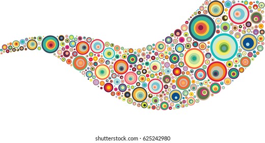 vector illustration of colorful circles in unfolding wave shape for abstract banners and background