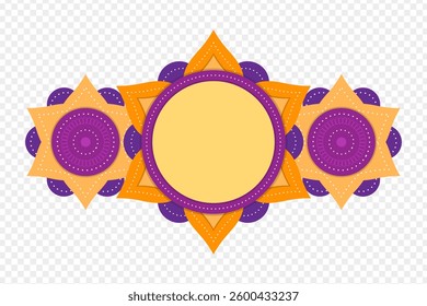 Vector illustration of colorful circular frame pattern on transparent background