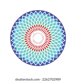 Ilustración vectorial Diseño de mandala circular colorida aislado en fondo blanco. Resumen del marco geométrico redondeado. Uso para el logotipo de la empresa, negocios, banner, web.