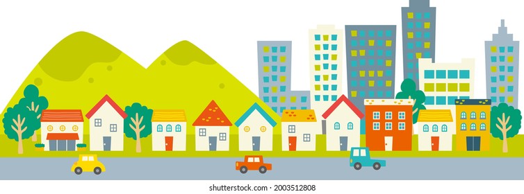 Ilustración vectorial del paisaje urbano colorido