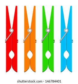 Vector illustration of colorful clothespins 