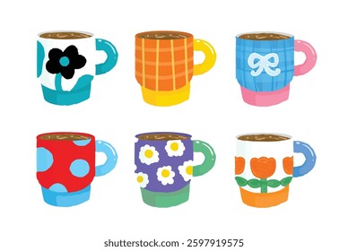 Vector Illustration of Colorful Coffee Mugs