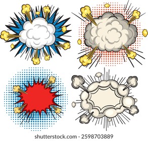 Vector illustration of colorful comic explosion speech bubbles and effects