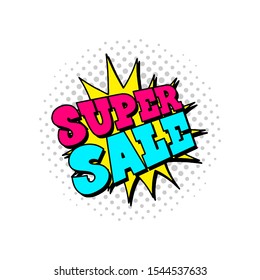 Vector illustration of colorful comic speech bubble Sale. Pop art style