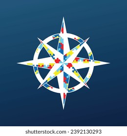 Ilustración vectorial de la brújula colorida