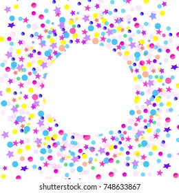 Vector illustration of colorful confetti on white background.