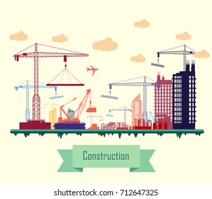 Vector illustration of Colorful Construction Site