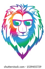 vector illustration colorful cool lion