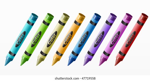 Vector Illustration of colorful crayon set.