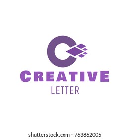 Vector illustration colorful creative letter c with design elements