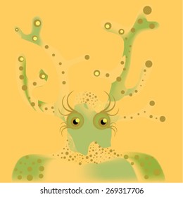 Vector illustration of colorful creature vector. Creepy, spooky, scary, cute, with eyes that are staring. Sea sponge, sea creature.