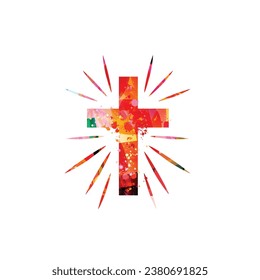 Vector illustration of colorful cross isolated on white background