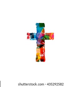 Vector illustration of colorful cross isolated on white background