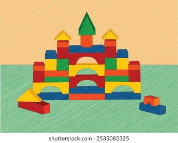 Vector illustration of colorful cubes. Children´s toys.