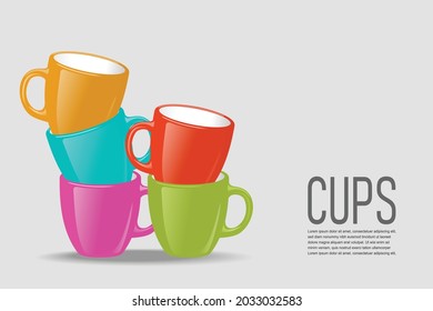 Vector illustration of colorful cups 