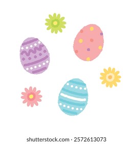Vector illustration of colorful and cute easter eggs