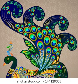 vector illustration of colorful decorated peacock