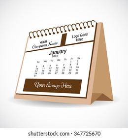 Vector illustration of colorful design for 2016 Table Calendar.