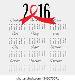 Vector illustration of colorful design 2016 Calendar.