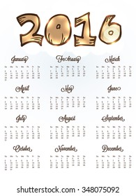 Vector illustration of colorful design 2016 Calendar.