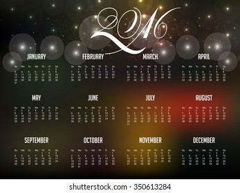 Vector illustration of colorful design 2016 Calendar.