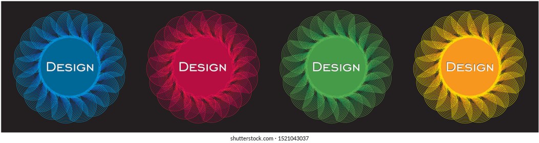 Vector illustration with colorful design objects.