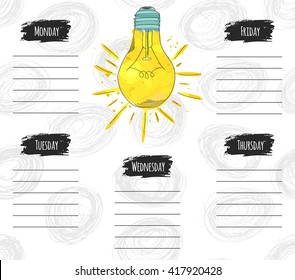 Vector illustration of colorful design schedule for the week. It can be used as a poster, greeting card, invitation, printed materials. Vector illustration