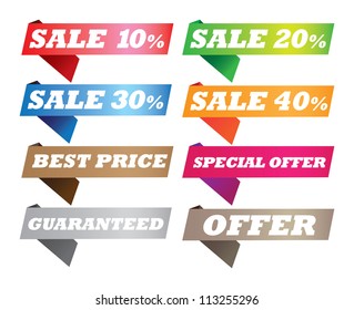 Vector illustration of colorful discount sell labels