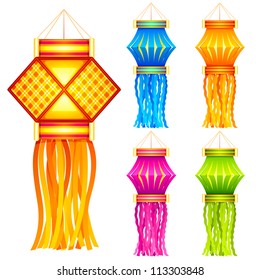 vector illustration of colorful diwali hanging lantern
